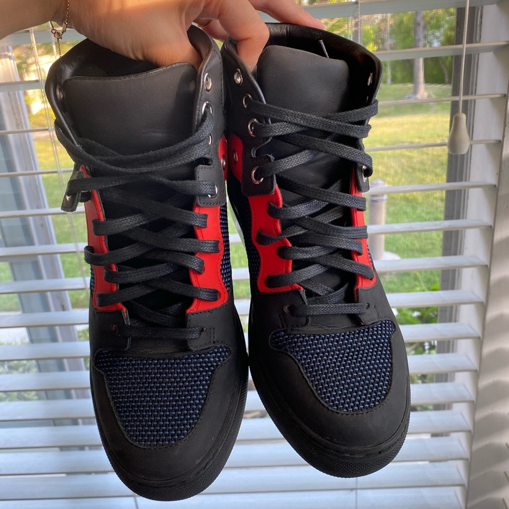 Authentic BALENCIAGA Women Sneakers mid top leather black mesh blue Size 5.5(36) - Picture 14 of 14